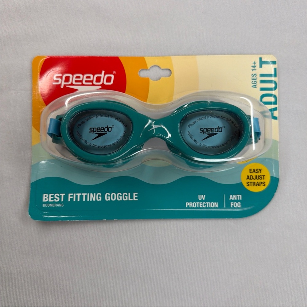 Speedo Best Fitting Boomerang High Tide Blue‎ Adult Swim Goggles, New